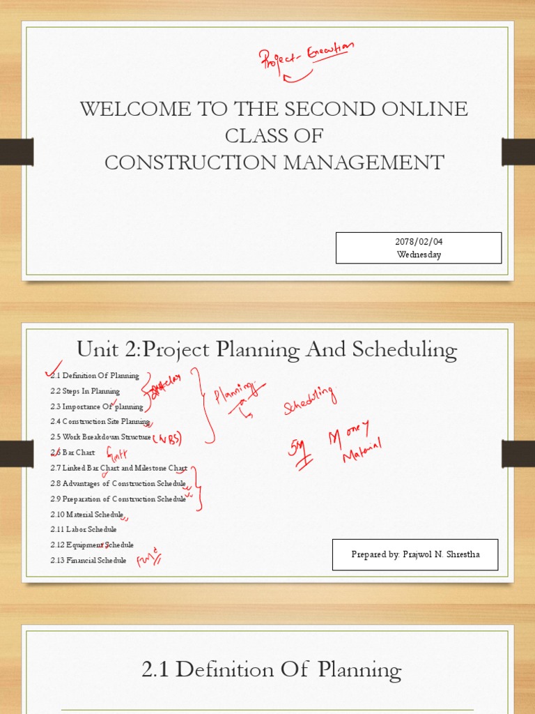 Class 2 Project Planning and Scheduling I | Descargar gratis PDF ...