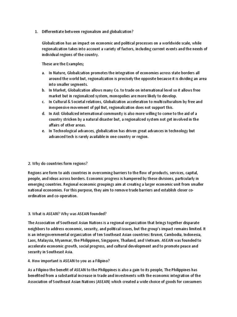 Regionalism vs. Globalization Explained | PDF | Globalization ...