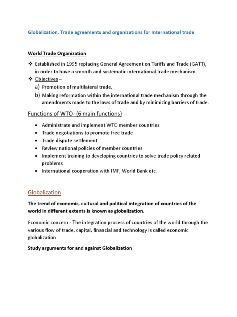 Globalization, Agreements ... | PDF | World Trade Organization ...