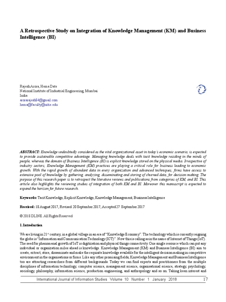 A Retrospective Study On Integration of Knowledge Management (KM) and ...