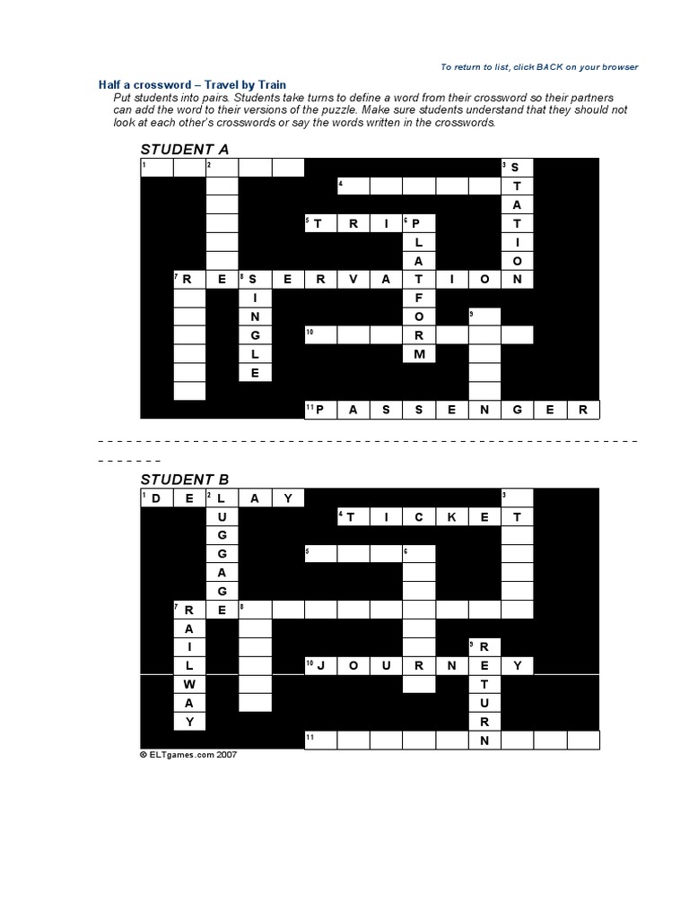 Collaborative Crossword Train PDF Crossword Puzzles
