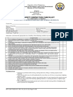 Fire Safety Inspection Checklist: Department of The Interior and Local Government Bureau of Fire Protection