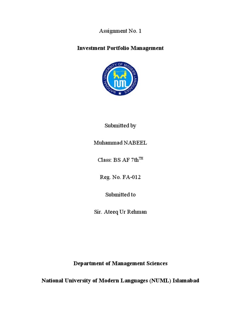 Assignment First Page | PDF
