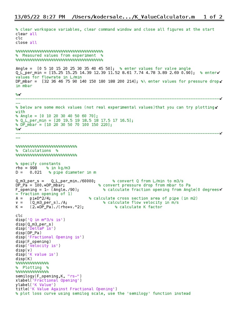 KValue Calculator PDF