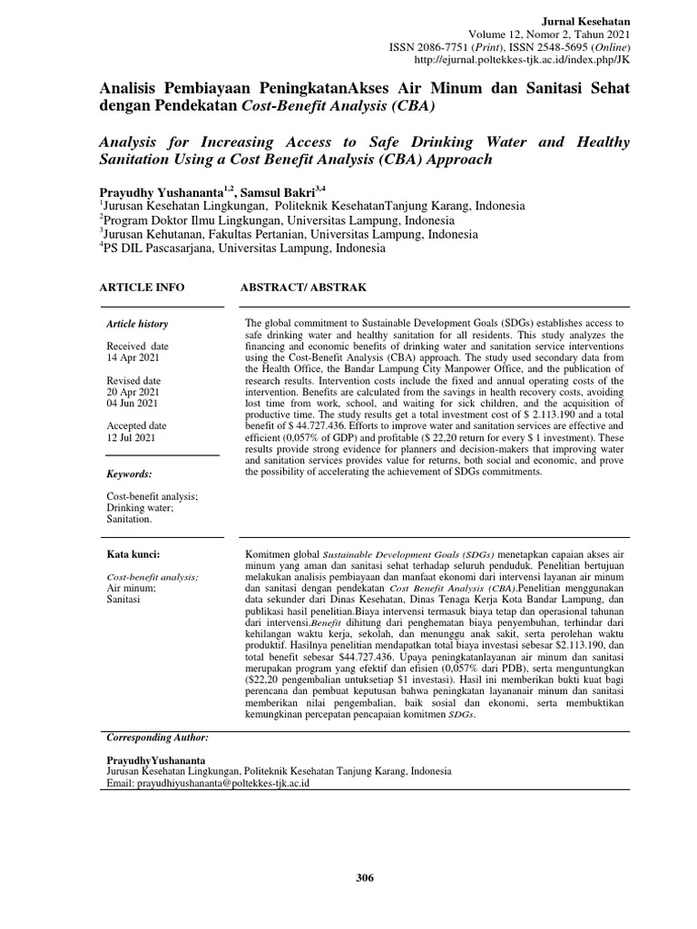 Analysis For Increasing Access To Safe Drinking Water and Healthy