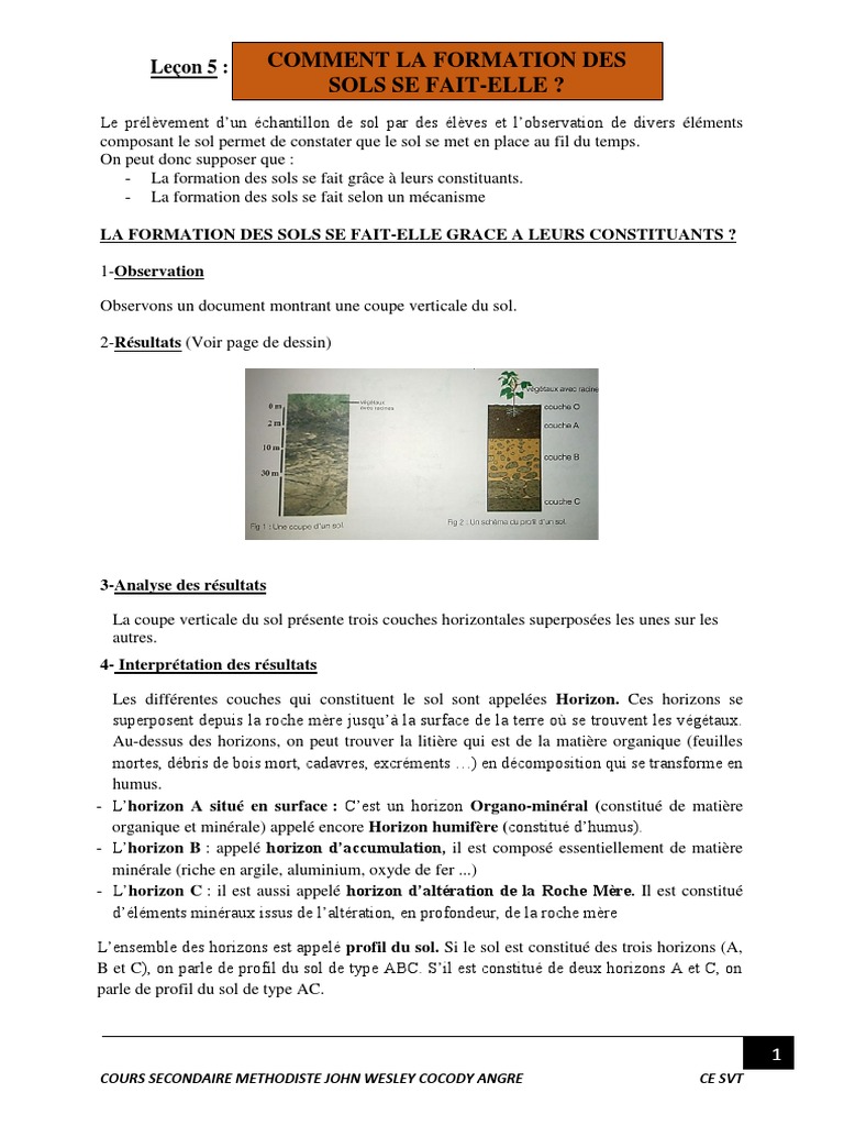 Formation des sols : mécanismes et horizons | PDF | Sol (pédologie ...