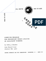 Computer Program For Perlininary Design Analysis of Axial-Flow Turbines