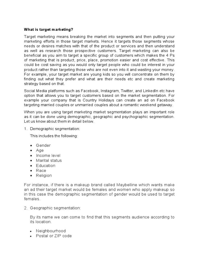 Target Marketing Strategies in SMM | PDF | Market Segmentation | Marketing