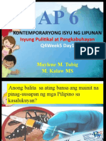Ap6q4week5day1 Kontemporaryong Isyu NG Lipunan-Pulitikal at Pangkabuhayan