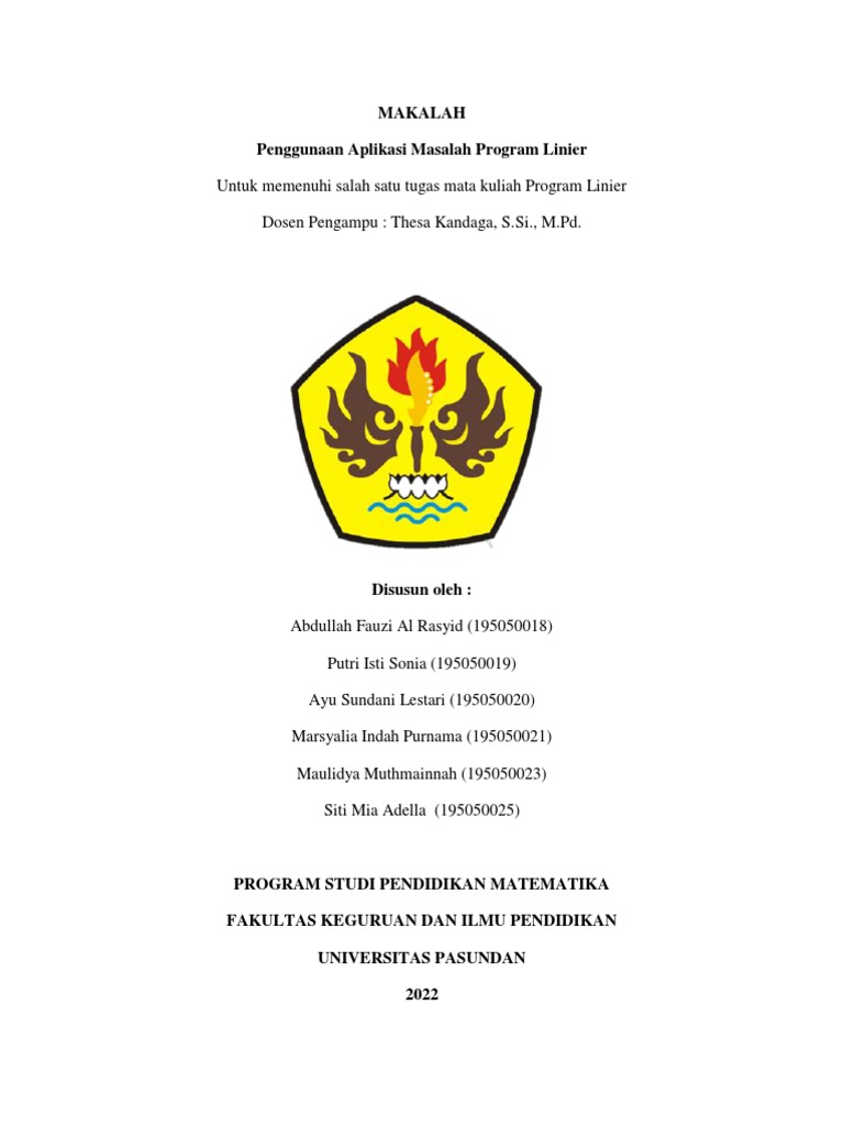 Aplikasi Program Linear dalam Pendidikan | PDF