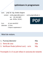 Tehnici de Optimizare in Programare: Curs: Prof. Dr. Ing. Ovidiu Grigore