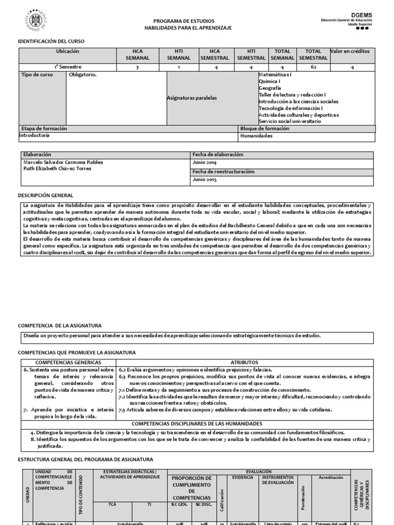 Habilidades para El Aprendizaje | PDF | Aprendizaje | Evaluación