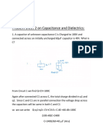 Problem Sheet 2 On Capacitance and Dielectrics