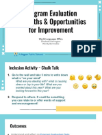 Program Evaluation Strengths & Opportunities For Improvement