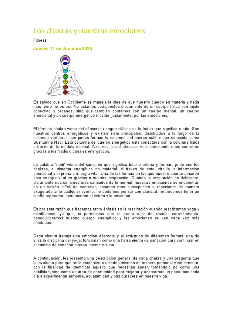 Chakras y emociones: guía de sanación | PDF