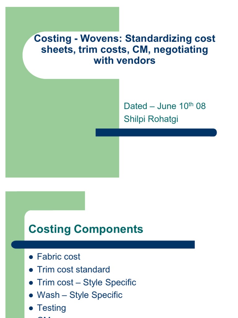 Standardizing Cost Sheets and Negotiating with Vendors to Optimize