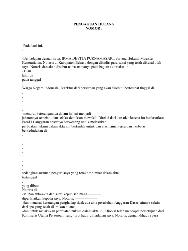 Akta Pengakuan Hutang Pdf