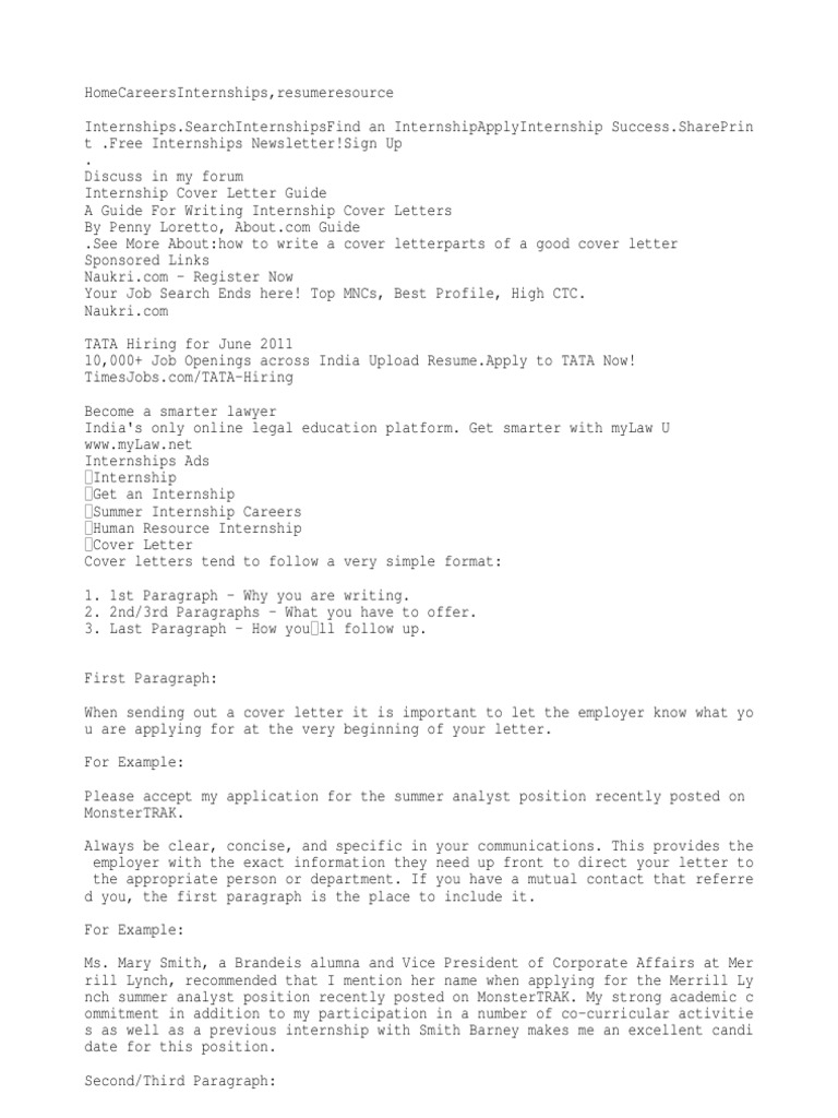 Write up for summer internship. 6+ Internship Email ...