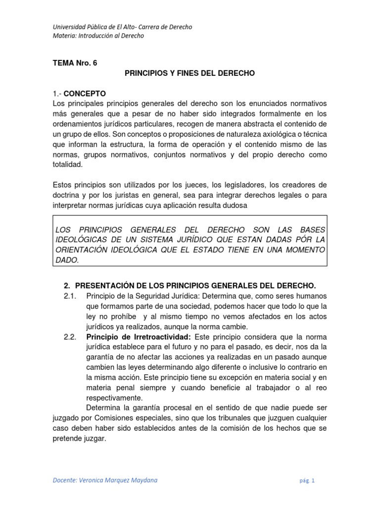 TEMA 6 Principios y Fines Del Derecho | PDF | Justicia | Crimen y violencia