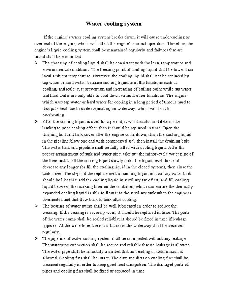 Engine Water Cooling System Maintenance | PDF | Liquids | Water