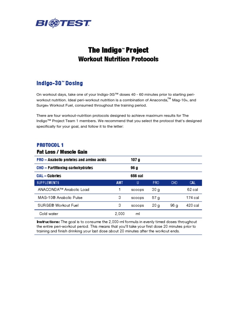 The Indigo Project: Workout Nutrition Protocols | PDF | Nutrition ...