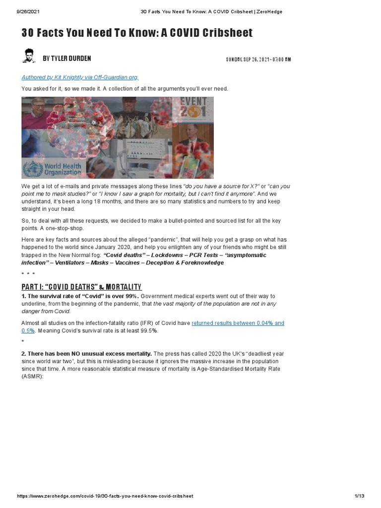 30 Facts You Need To Know A COVID Cribsheet ZeroHedge PDF