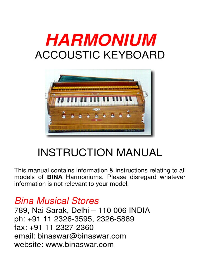 Harmonium Instruction Manual PDF Musical Instruments Music Technology