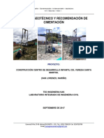 Estudio de Suelos y Recomendacion de Cimentacion, CDI Santa Martha - San Lorenzo (Nariño)