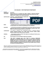 Certificado de análisis - Tinte penetrante penetrante