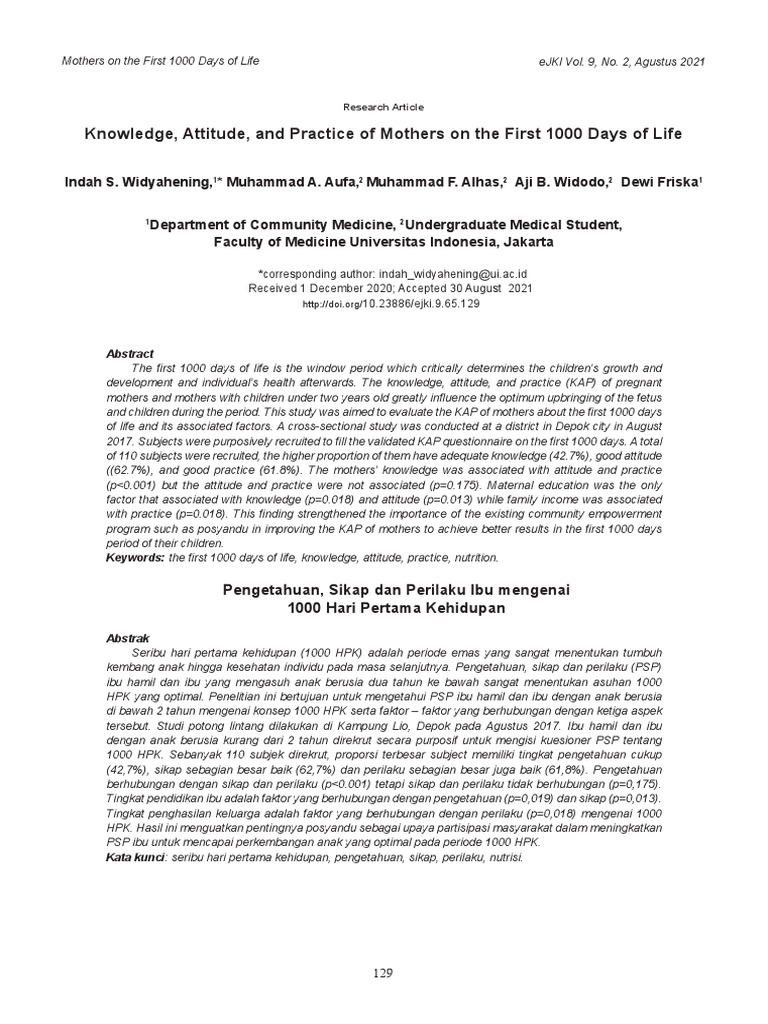 Knowledge Attitude and Practice of Mothe | PDF | Pregnancy | Infant ...