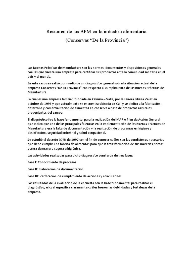 Resumen de Las BPM en La Industria Alimentaria | Descargar gratis PDF ...