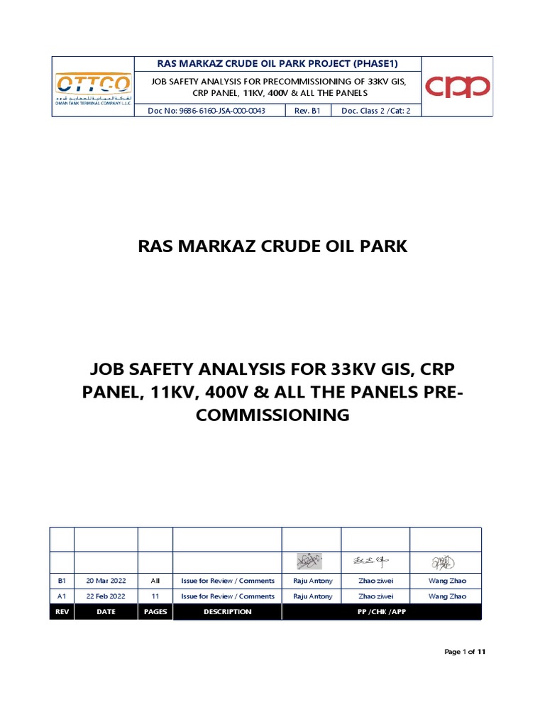 JSA For 33KV GIS and Panel Testing | PDF | Insulator (Electricity ...