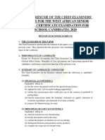 General Résumé of The Chief Examiners' Reports For The West African Senior School Certificate Examination For School Candidates, 2020