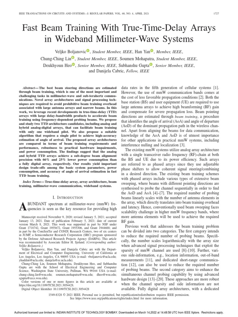 Fast Beam Training With True-Time-Delay Arrays in Wideband Millimeter ...