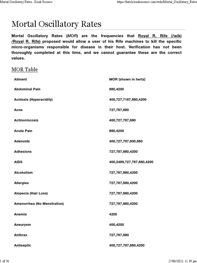 Mortal Oscillatory Rates Kook Science PDF Cancer Heart