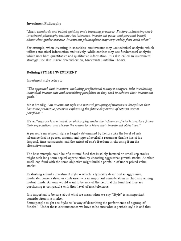 Understanding Investment Styles and Strategies | PDF | Investor | Investing