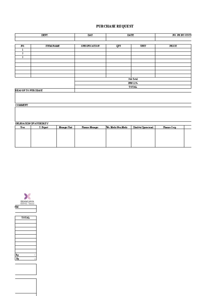 Form Purchase Request | PDF