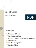 Sale of Goods: Lecture 3 & 4