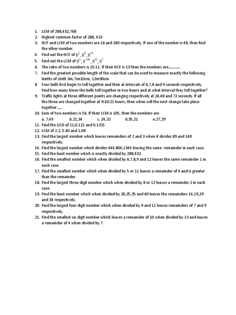 LCM and GCD | PDF