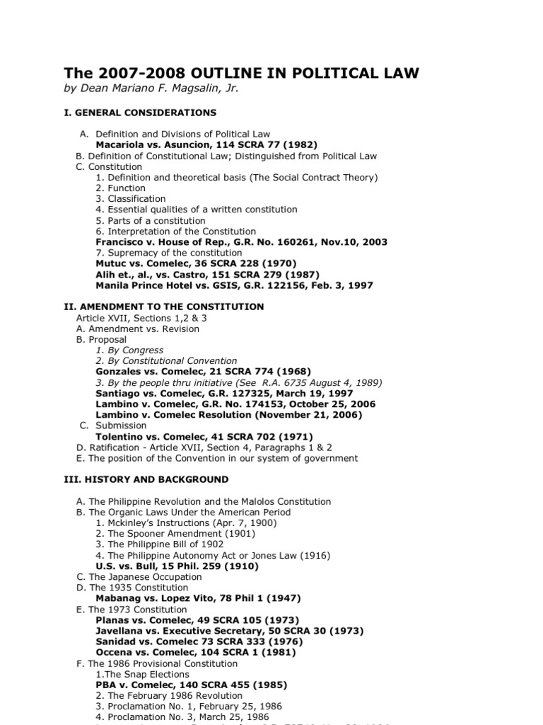 Political Law Overview and Key Cases | PDF