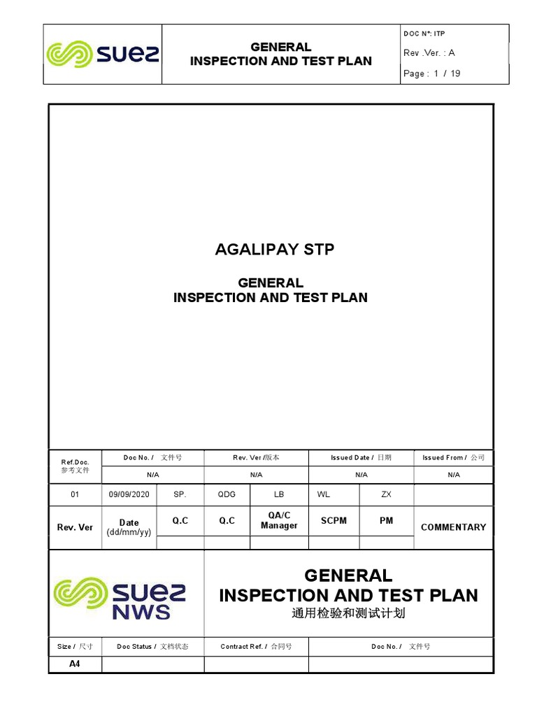 Aglipay STP Inspection and Test Plan | PDF | Specification (Technical ...