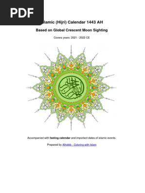 Islamic (Hijri) Calendar 1443 AH: Based On Global Crescent Moon Sighting |  PDF | Semitic Words And Phrases | Abrahamic Religions