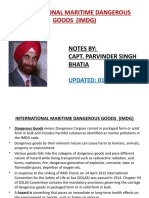 International Maritime Dangerous Goods (Imdg) : Notes By: Capt. Parvinder Singh Bhatia