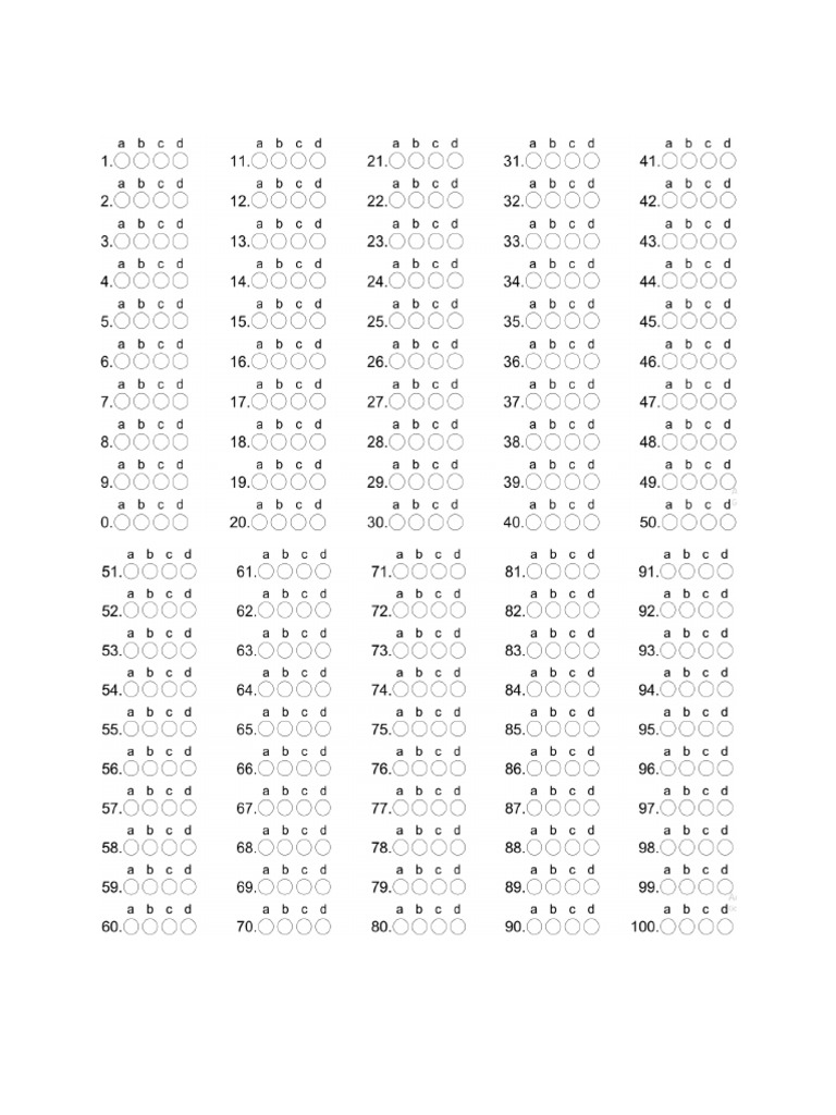 Mcq sheet pdf