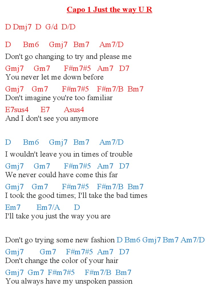 Just The Way You Are Chords and Lyric | PDF