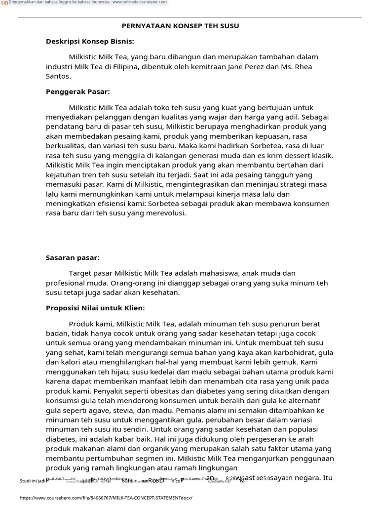 MILK TEA CONCEPT STATEMENT - Docx.en - Id | PDF
