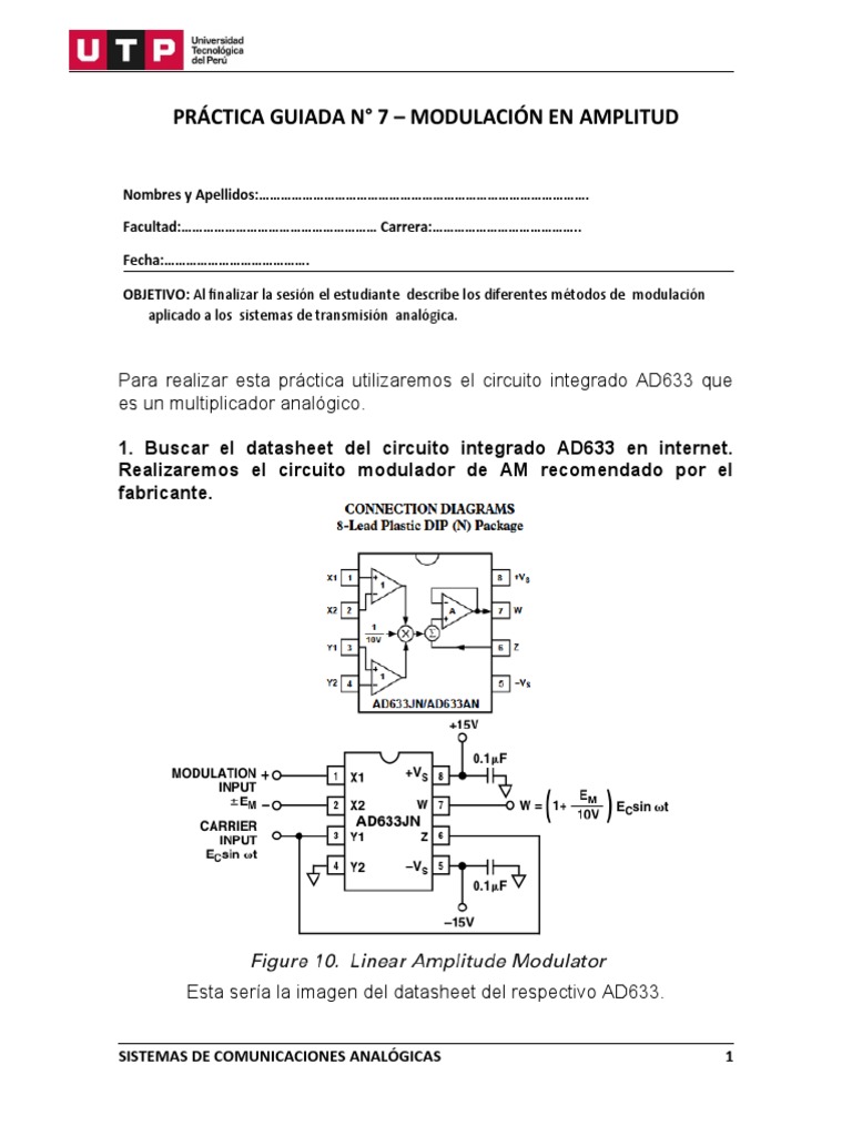 Circuito Modulador AM con AD633 | PDF | Modulación | Ingeniería Informática