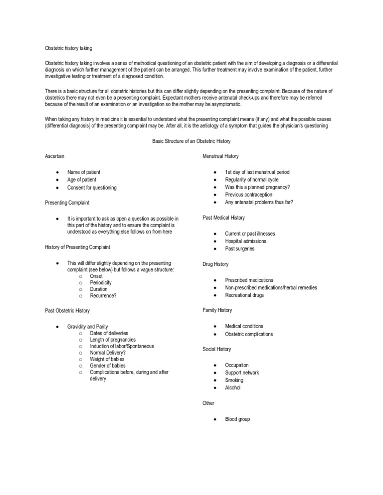 Obstetric History Taking PDF