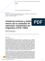 Violencia Extrema y Delito en El Marco de La Campaña de Represión Clandestina en Argentina (1976-1983)