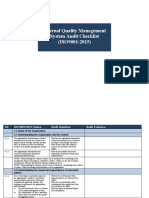Internal Quality Audit Checklist (ISO9001:2015